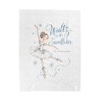 A white kitchen towel featuring an illustration of a ballerina in a tutu with the text 'Waltz of the Snowflakes' and 'THE NUTCRACKER' printed in blue and gray.
