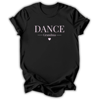 Black t-shirt with white text and crown graphic on a white background