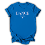 Blue t-shirt with white text 'hold that note a little longer' on a white background