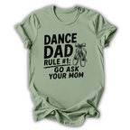 Light green t-shirt with black text and ballet shoes graphic on a white background