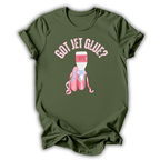 Green t-shirt with 'Got Jet Glue?' graphic design featuring a bottle and ballet shoes on a white background.