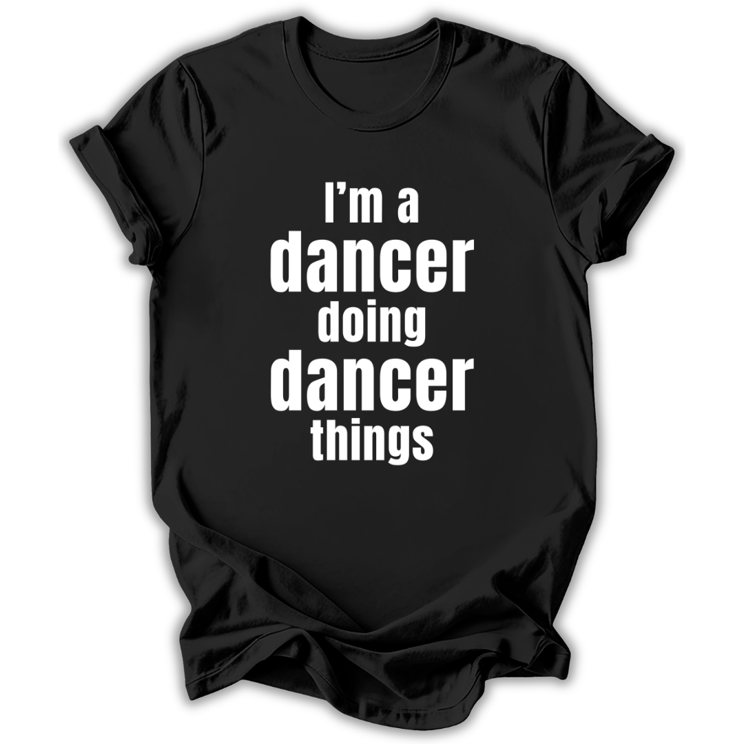 Brown t-shirt with white text 'Nobody cares, pointe your feet' on a white background