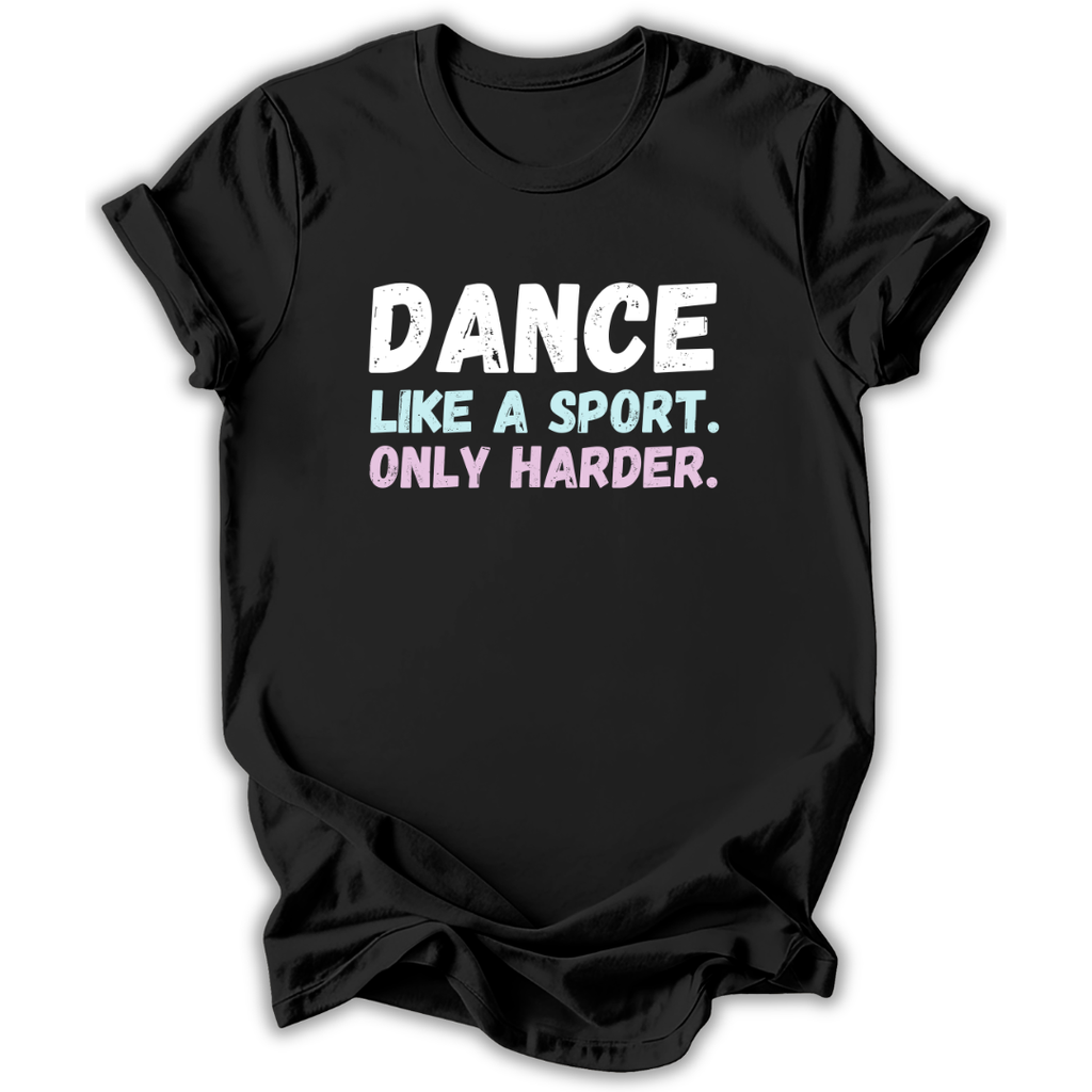 Black t-shirt with white text 'I'm that legendary dance teacher everyone is talking about' on a white background