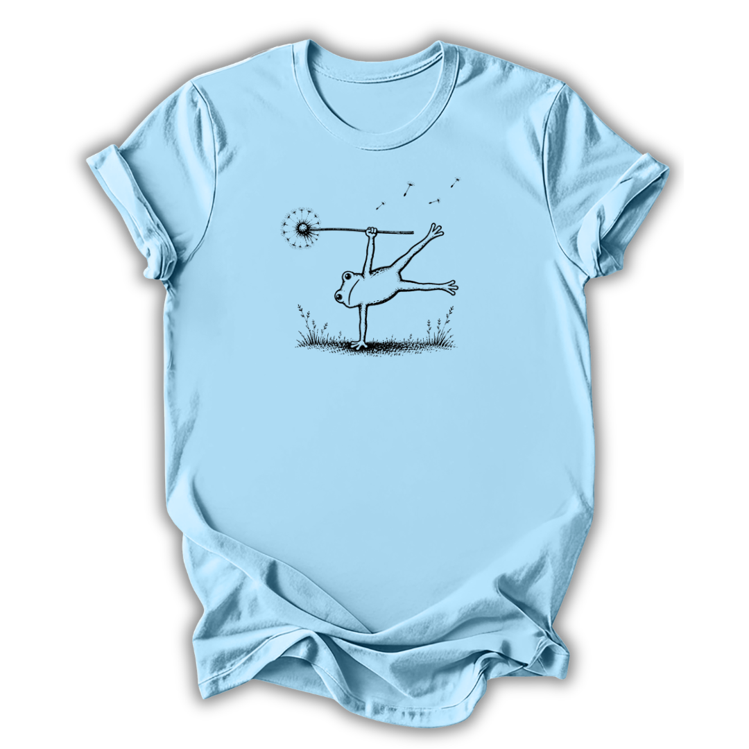 Light blue t-shirt with a graphic design on a white background