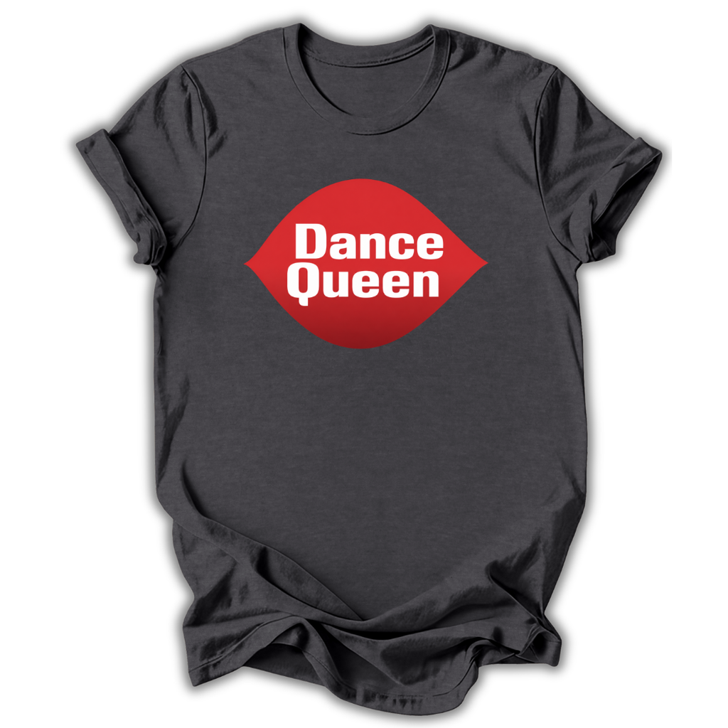 Black t-shirt with 'Dance Queen' graphic on a white background