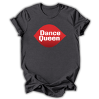 Black t-shirt with 'Dance Queen' graphic on a white background