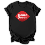 Black t-shirt with 'Dance Queen' graphic on a white background