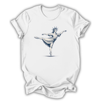 White t-shirt with a graphic of a ballerina dancer on a white background
