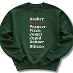 Green sweatshirt with text on a white background
