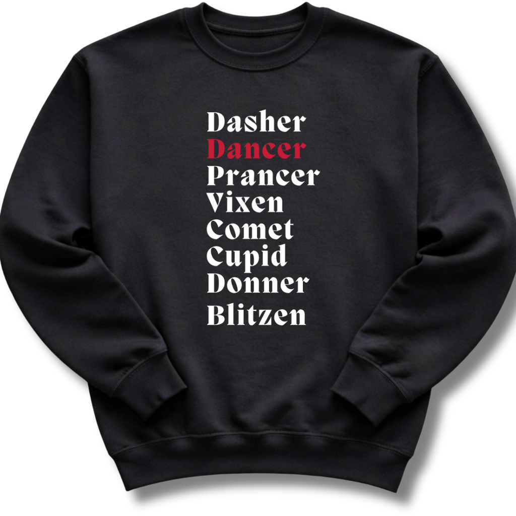 Reindeer Names Kids Sweatshirt