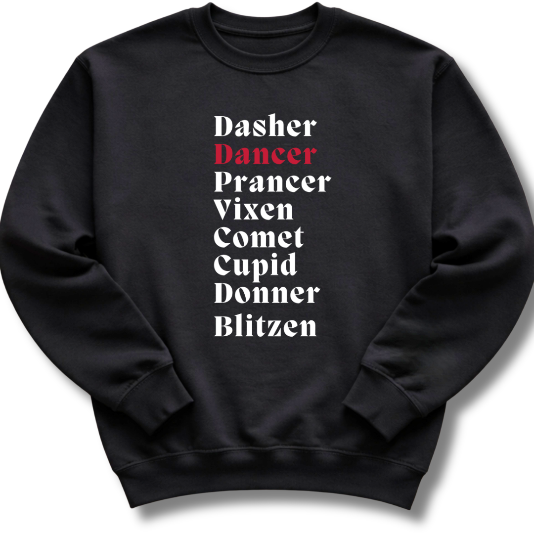 Reindeer Names Kids Sweatshirt