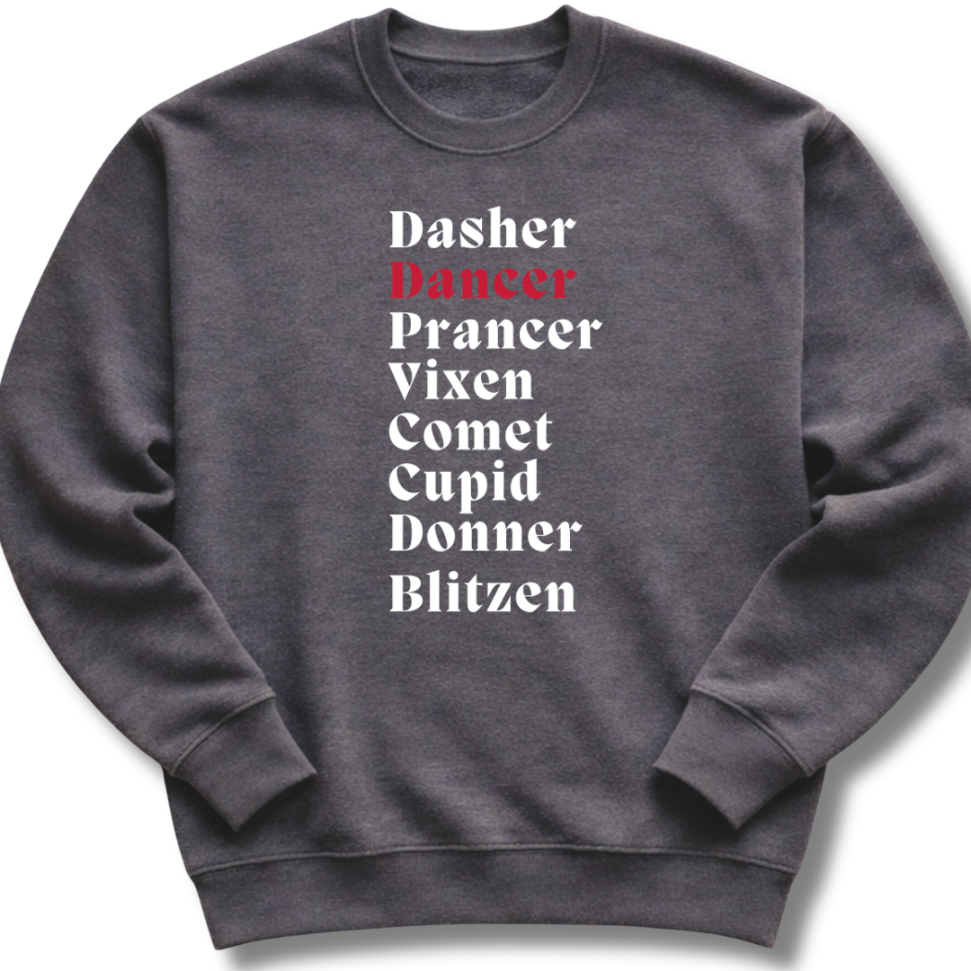 Reindeer Names Kids Sweatshirt