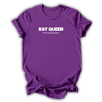 A purple short-sleeve crewneck t-shirt with white printed text reading 'RAT QUEEN' and 'The Nutcracker' on the chest, displayed against a clean white background.