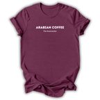 Maroon short-sleeve t-shirt with white printed text reading 'ARABIAN COFFEE' and 'The Nutcracker' underneath, displayed against a clean white background.