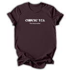 Brown short-sleeve t-shirt with white text reading 'CHINESE TEA' and 'The Nutcracker' printed on the chest, displayed against a clean white background.