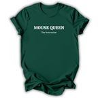 Green short-sleeve crewneck t-shirt with white text reading 'MOUSE QUEEN' and 'The Nutcracker' printed on the chest, displayed against a clean white background.