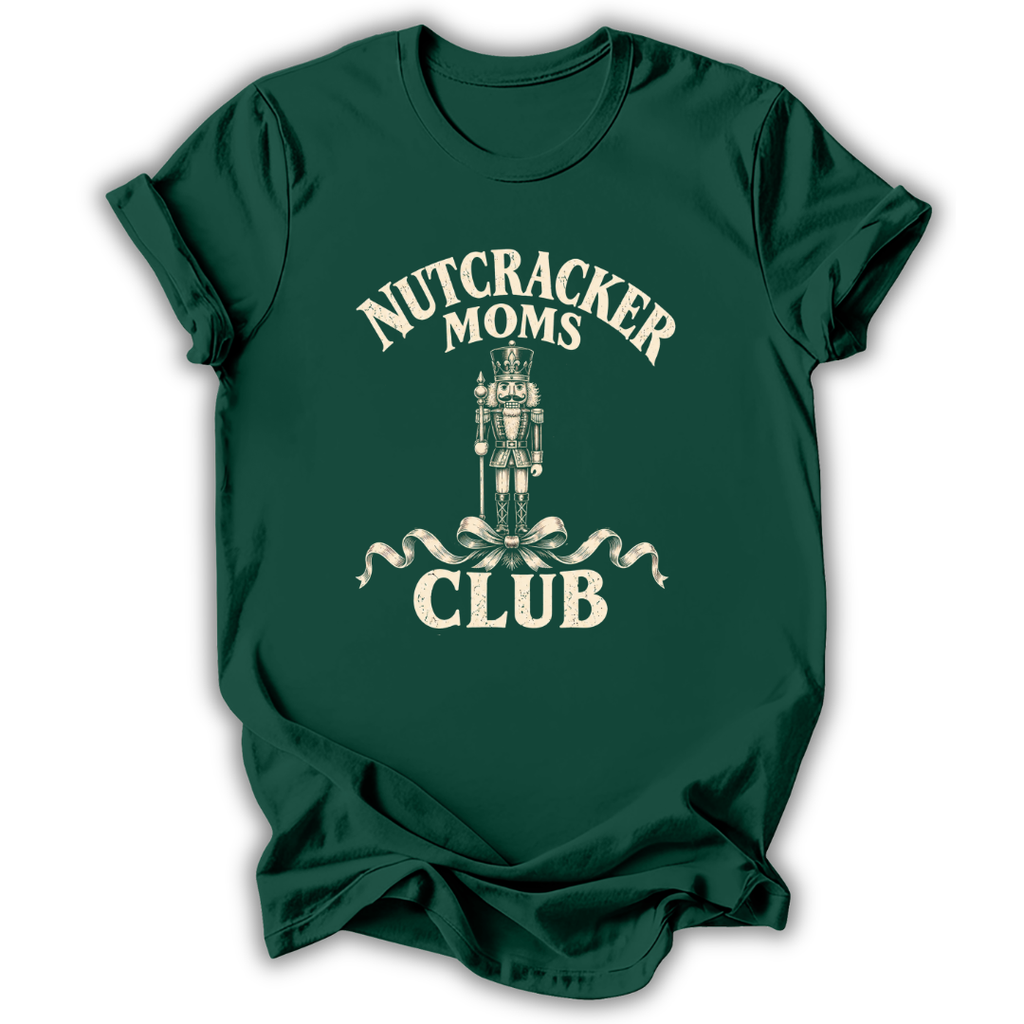A dark green short-sleeve t-shirt with white text reading 'RAT QUEEN' and 'The Nutcracker' printed on the chest, displayed against a clean white background.