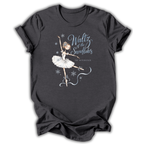 A dark charcoal gray t-shirt featuring a graphic of a ballerina in a white tutu with the text 'Waltz of the Snowflakes' and 'The Nutcracker' printed on the front, displayed against a plain white background.