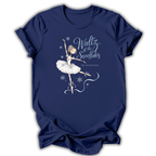 A navy blue short-sleeve t-shirt with a graphic print of a ballerina and the text 'Waltz of the Snowflakes' and 'The Nutcracker' on the front, displayed against a white background.