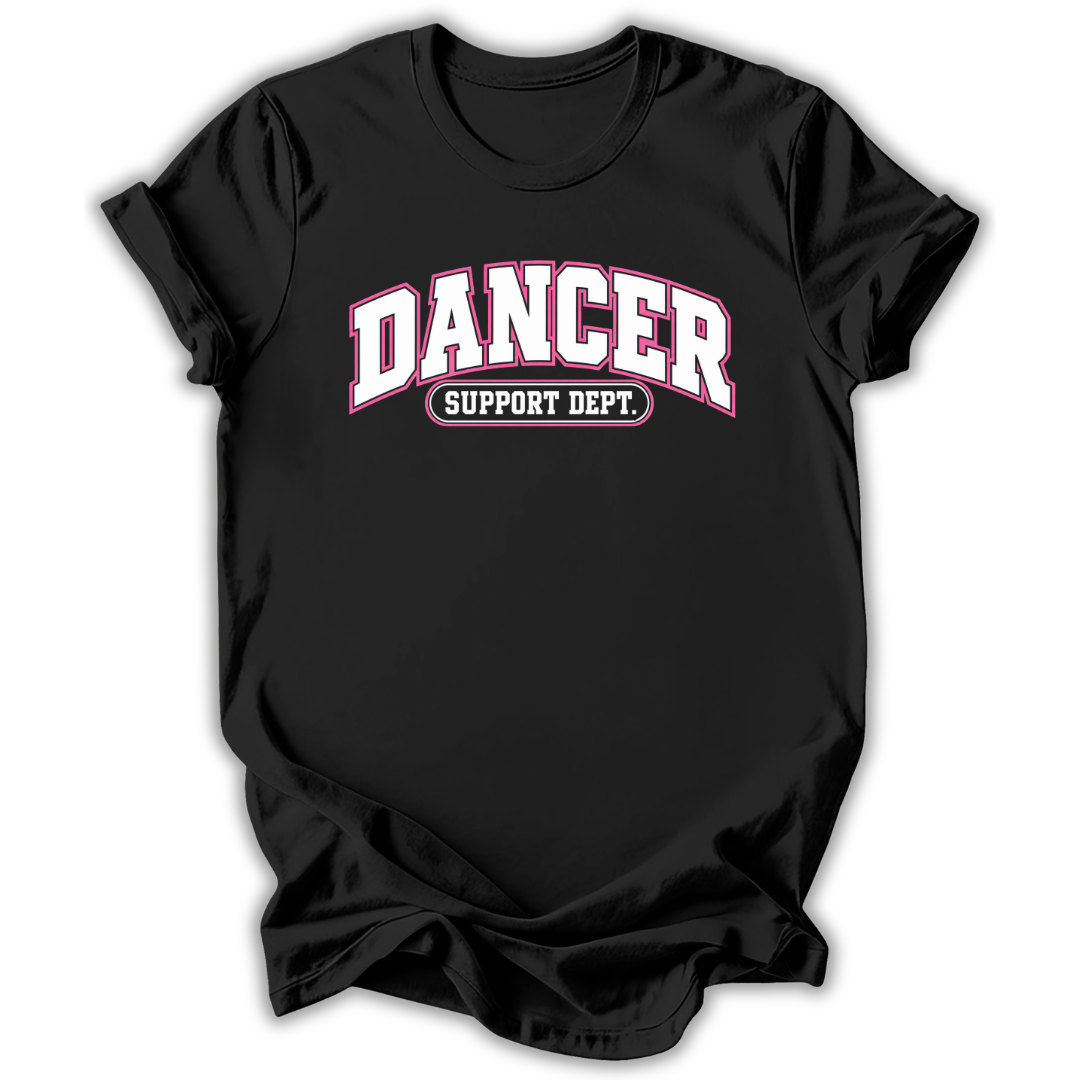 Black t-shirt with 'THEATER IS MY SPORT' text on a white background
