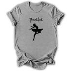 Heather gray kids' t-shirt with the Thankful Ballerina design